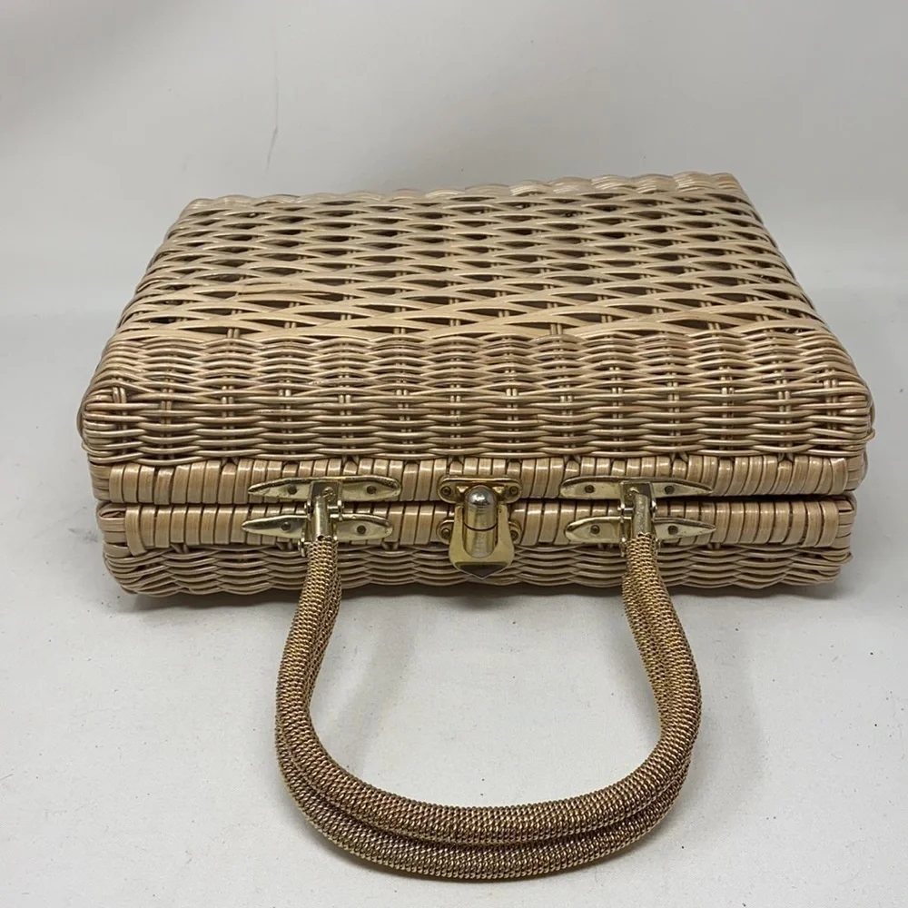 Vintage Structured Large Rectangle Woven Purse